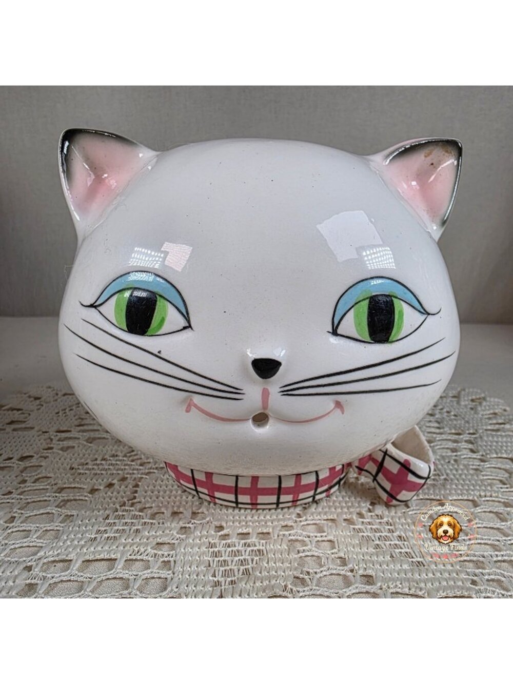 Vintage Holt Howard 1958 Cat String Holder & Scissor Rest - Ceramic Hand-Painted